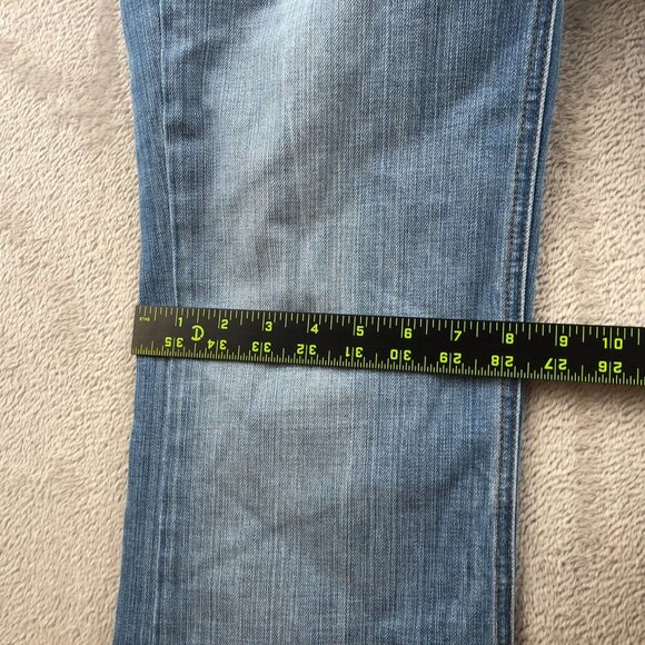J. Crew Womens Jeans Size 4 City Fit Flare Frayed Hem Blue Denim Casual Y2K - Picture 9 of 16